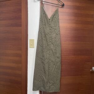 H&M Green Eyelet Long Dress